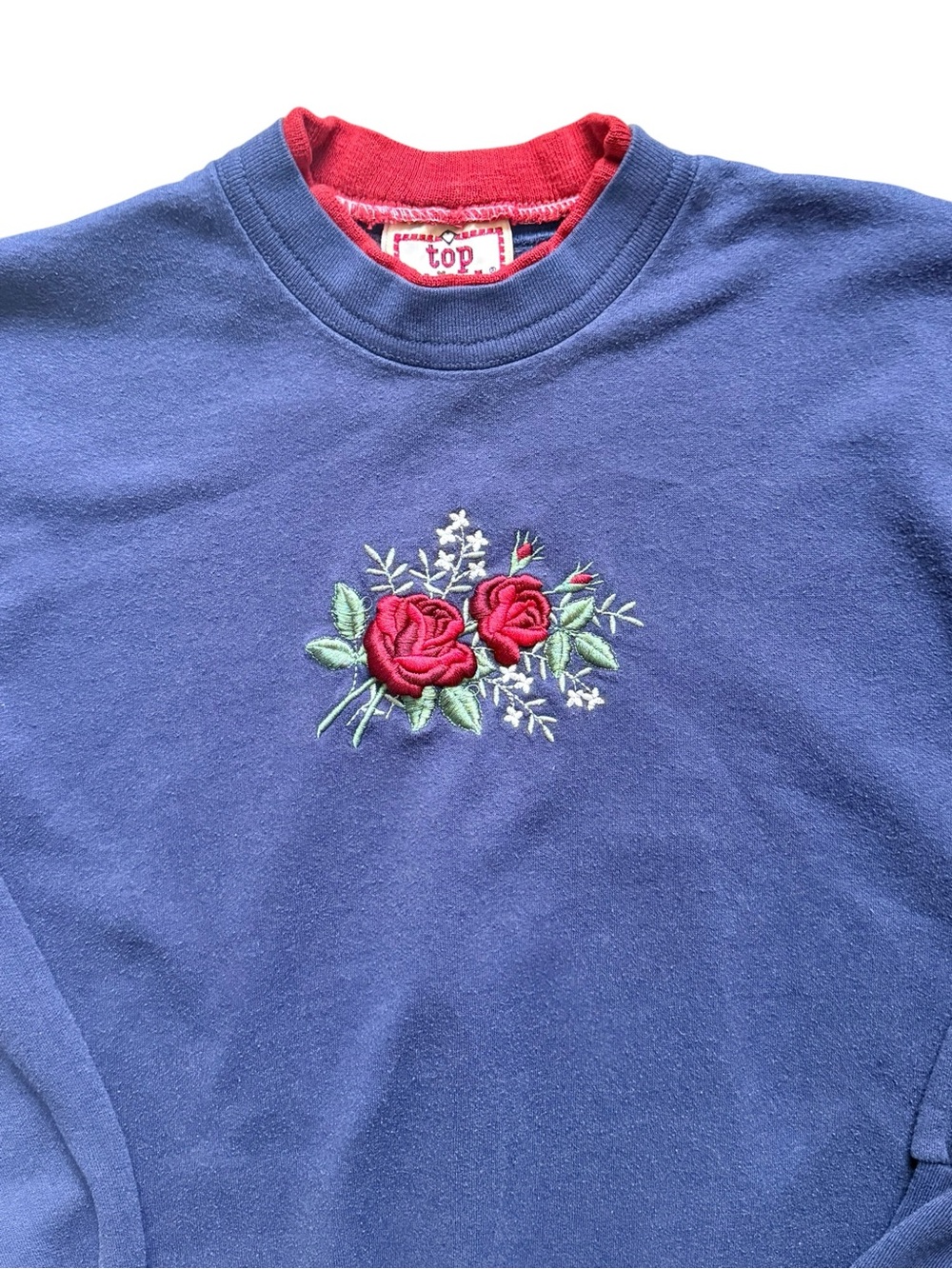 Vintage Top Stitch Morning Sun Rose Embroidered Sweatshirt Small - Picture 4 of 10